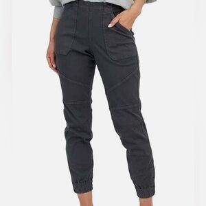 SPANX Stretch Twill Cargo Jogger Pants | Washed Black | Zip Ankles